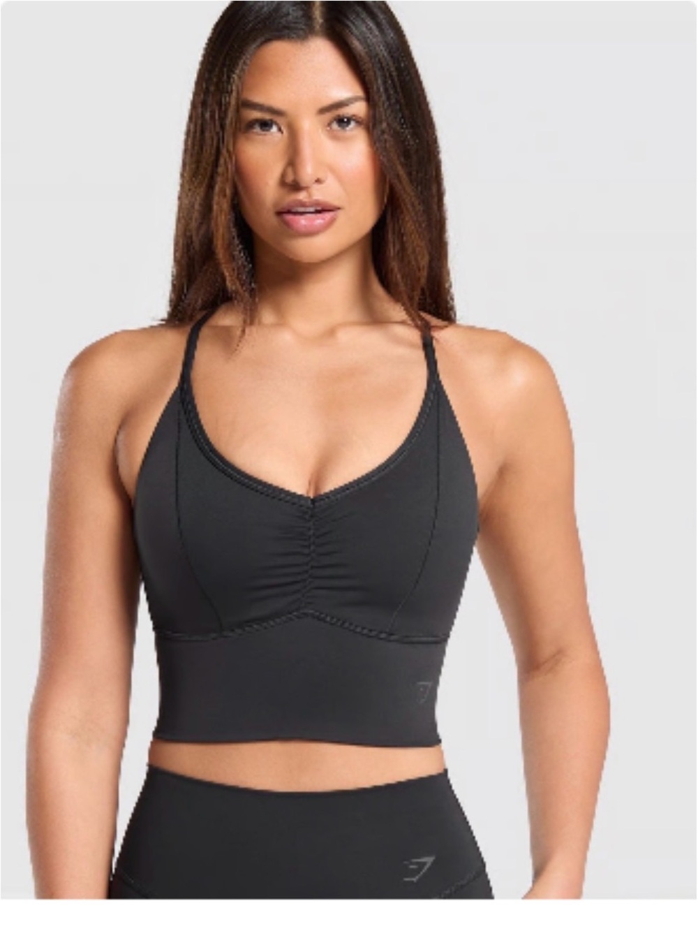 Gymshark Elevate Longline Sports Bra Black Ruched Size S NWOT